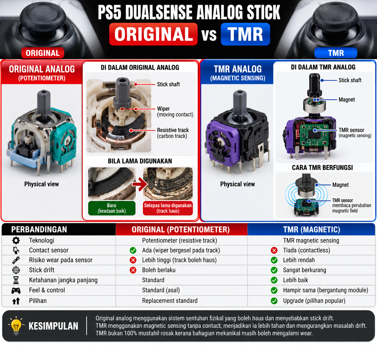 PS5 DualSense Stick Drift – Original vs TMR